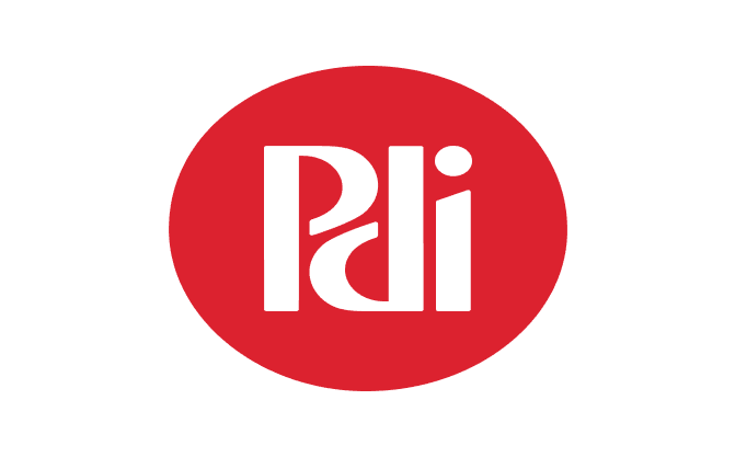 Red circle with white text logo