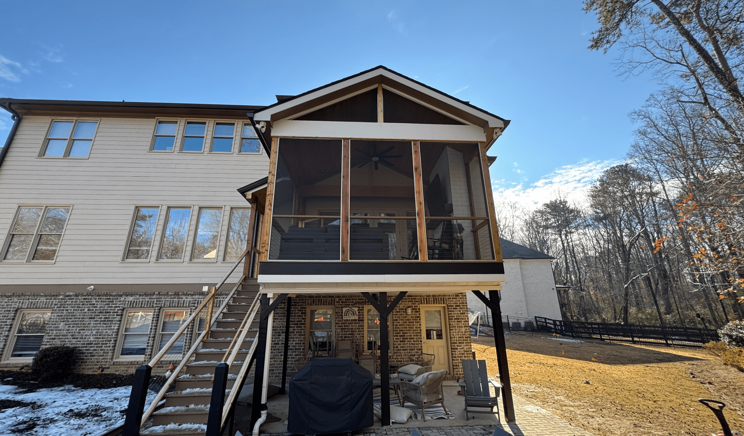 Sunny day at suburban house exterior