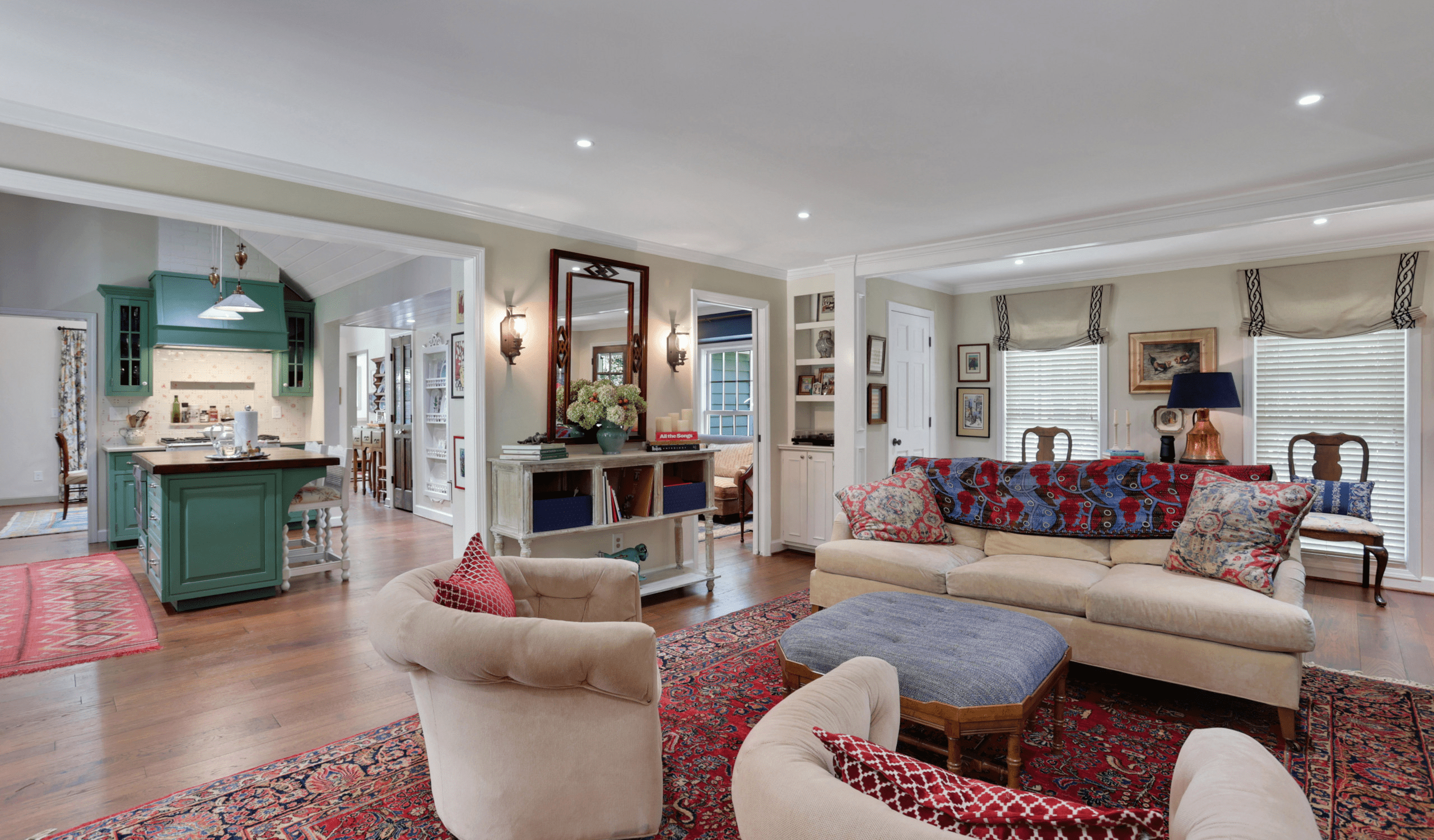 Cozy living room with vibrant furnishings