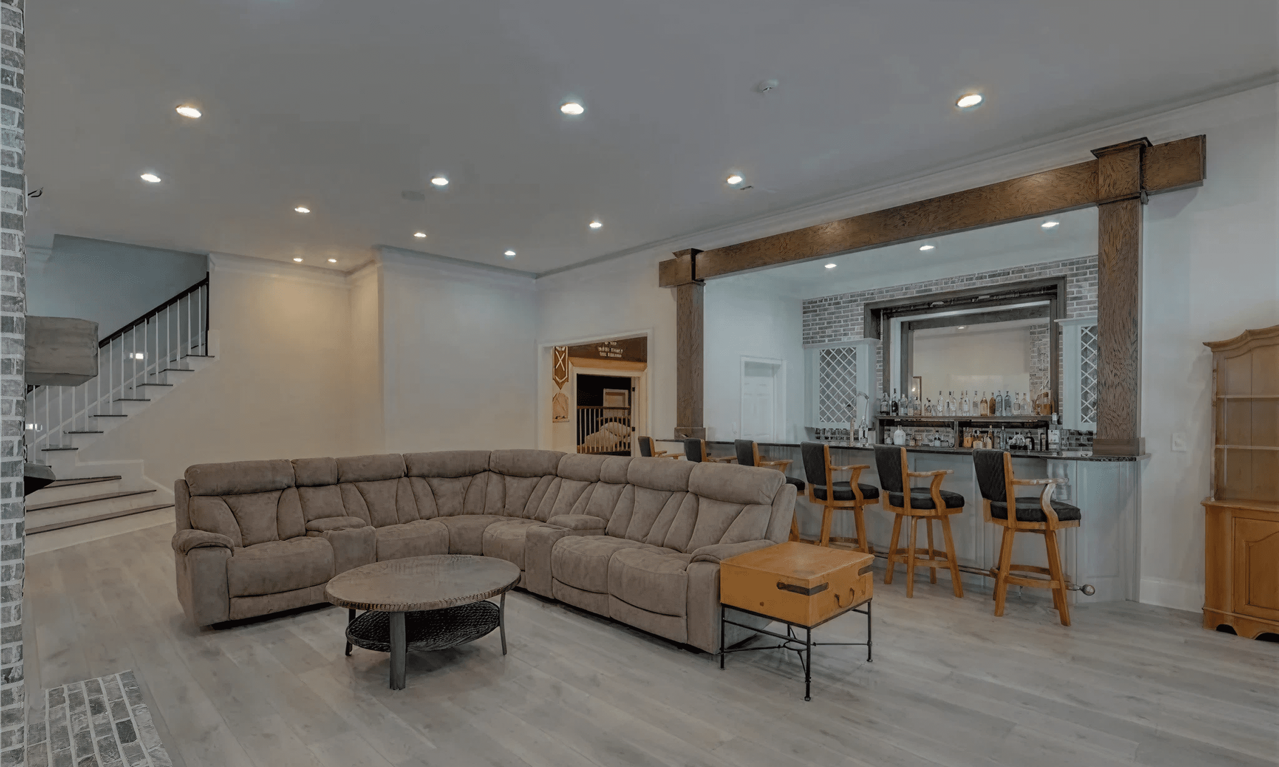Cozy sectional in open living space
